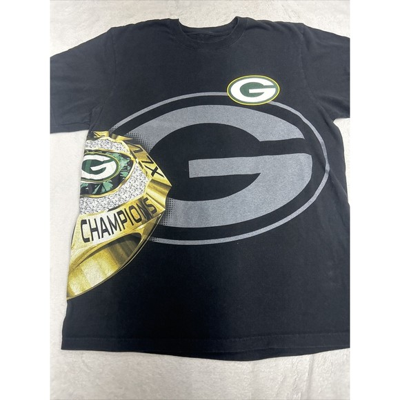 Green Bay Packers Super Bowl XLV Ring Wrap Around Graphic Black T-Shirt Size XL - Picture 2 of 6